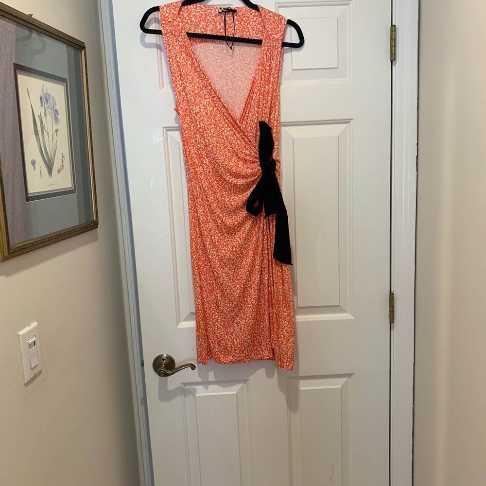 Orange Ruched Sheath Mini Dress V-Neck Cocktail